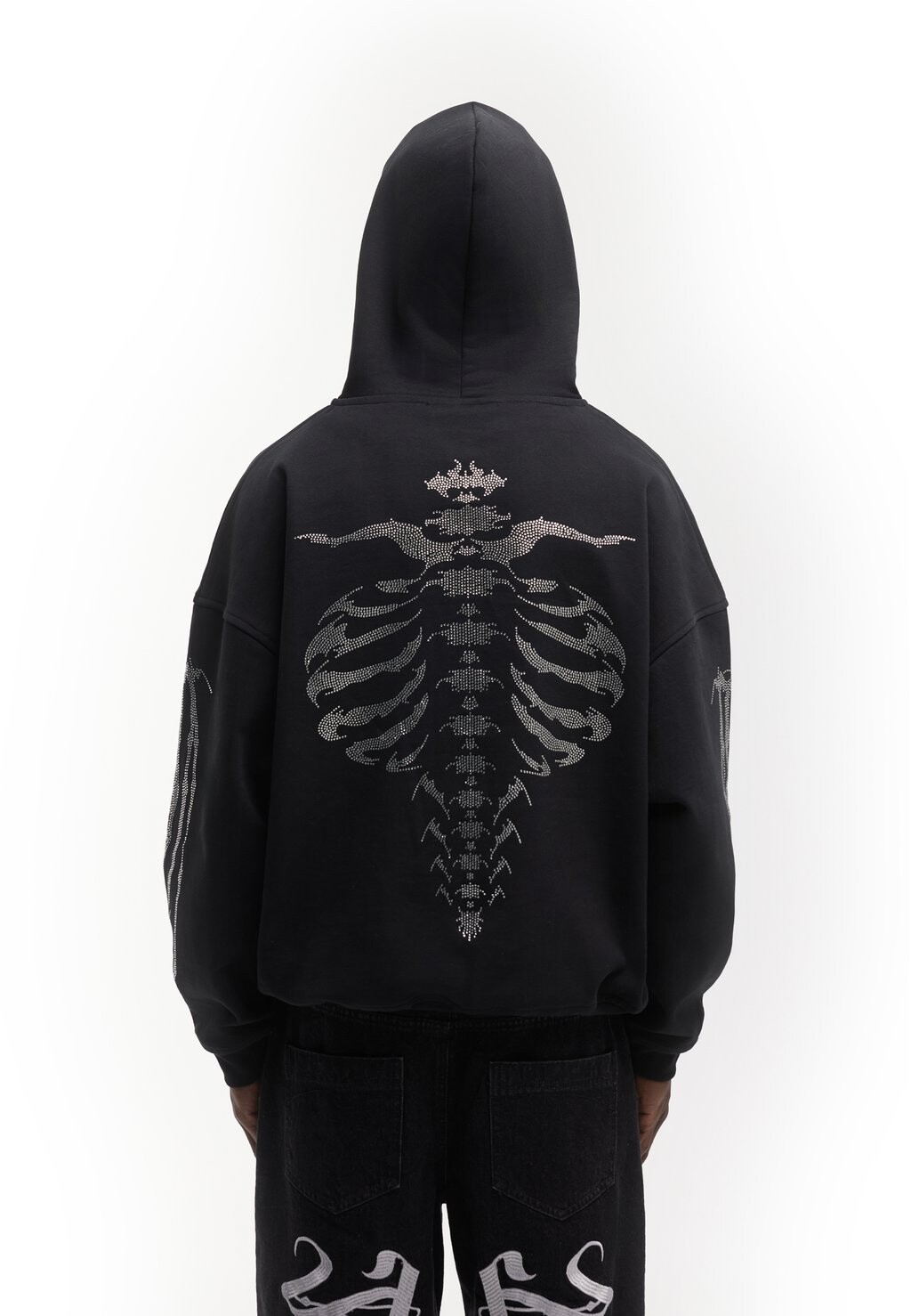 

Толстовка на молнии RIBCAGE RHINESTONE FRONTZIP UNISEX FAVELA, черный