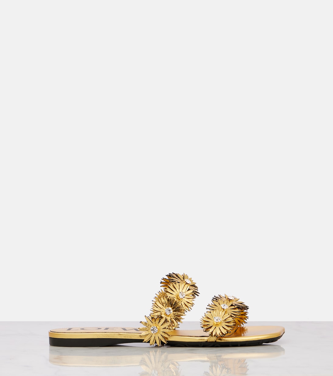Босоножки Petal Flower из металлизированной кожи Loewe, золотой — фото 4