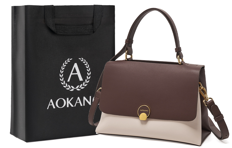 

Кожаная сумка через плечо из коровьей кожи, наплечная сумка, женская повседневная сумка AOKANG, бело-коричневая