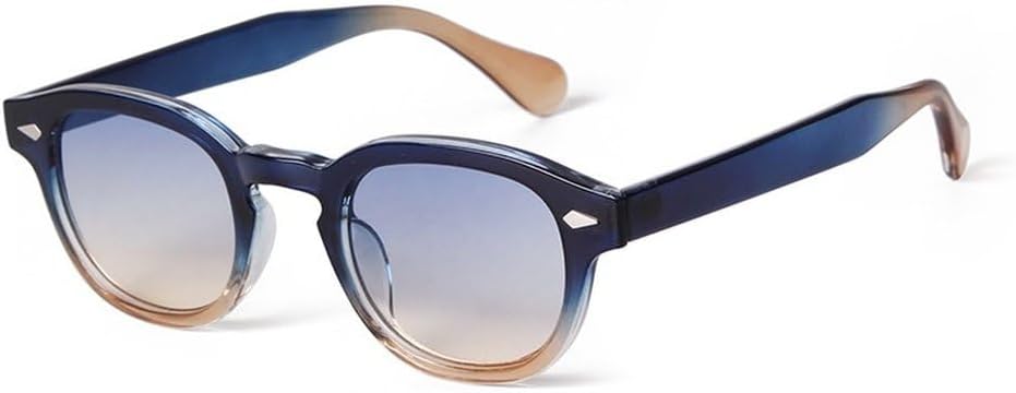 

Винтажные модные солнцезащитные очки в форме ракушки, круглые, женские и мужские, ретро, ​​с заклепками, желто-синие линзы, прямоугольные солнцезащитные очки для женщин GHVWYX, C21