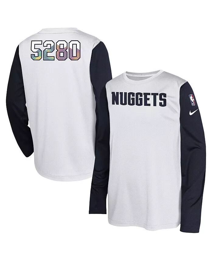 

Футболка с длинным рукавом для стрельбы из белой футболки Denver Nuggets 2024/25 City Edition Pregame Performance Nike