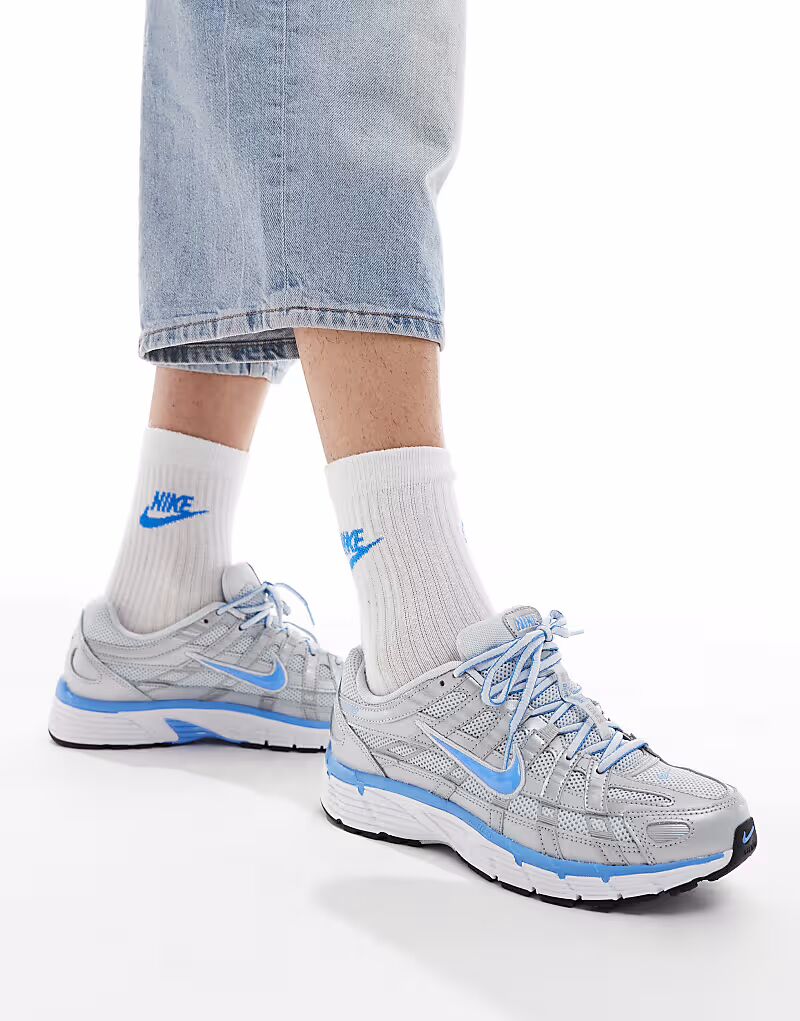 

Кроссовки унисекс Nike P-6000 синего и серебристого цветов