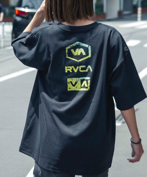 

Мужская футболка с коротким рукавом, эффектом потертости и принтом логотипа RVCA, черный