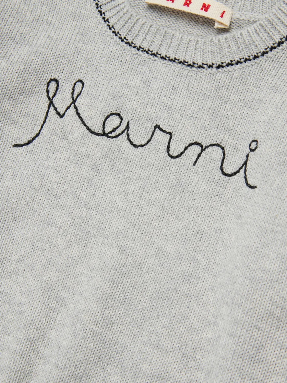 Свитер с вышитым логотипом Marni Kids, серый — фото 4