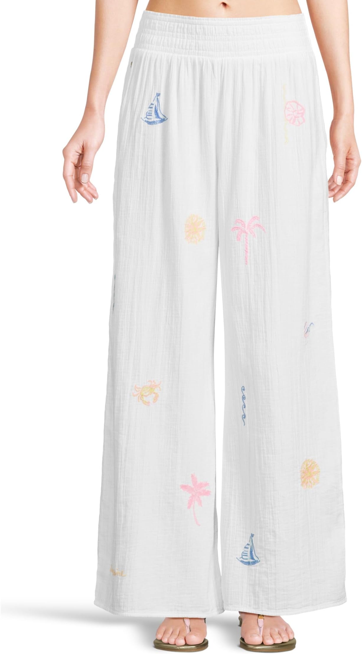 

Женские вышитые брюки-накидки Enzo Lilly Pulitzer, Resort White Beachcomber Embroidery