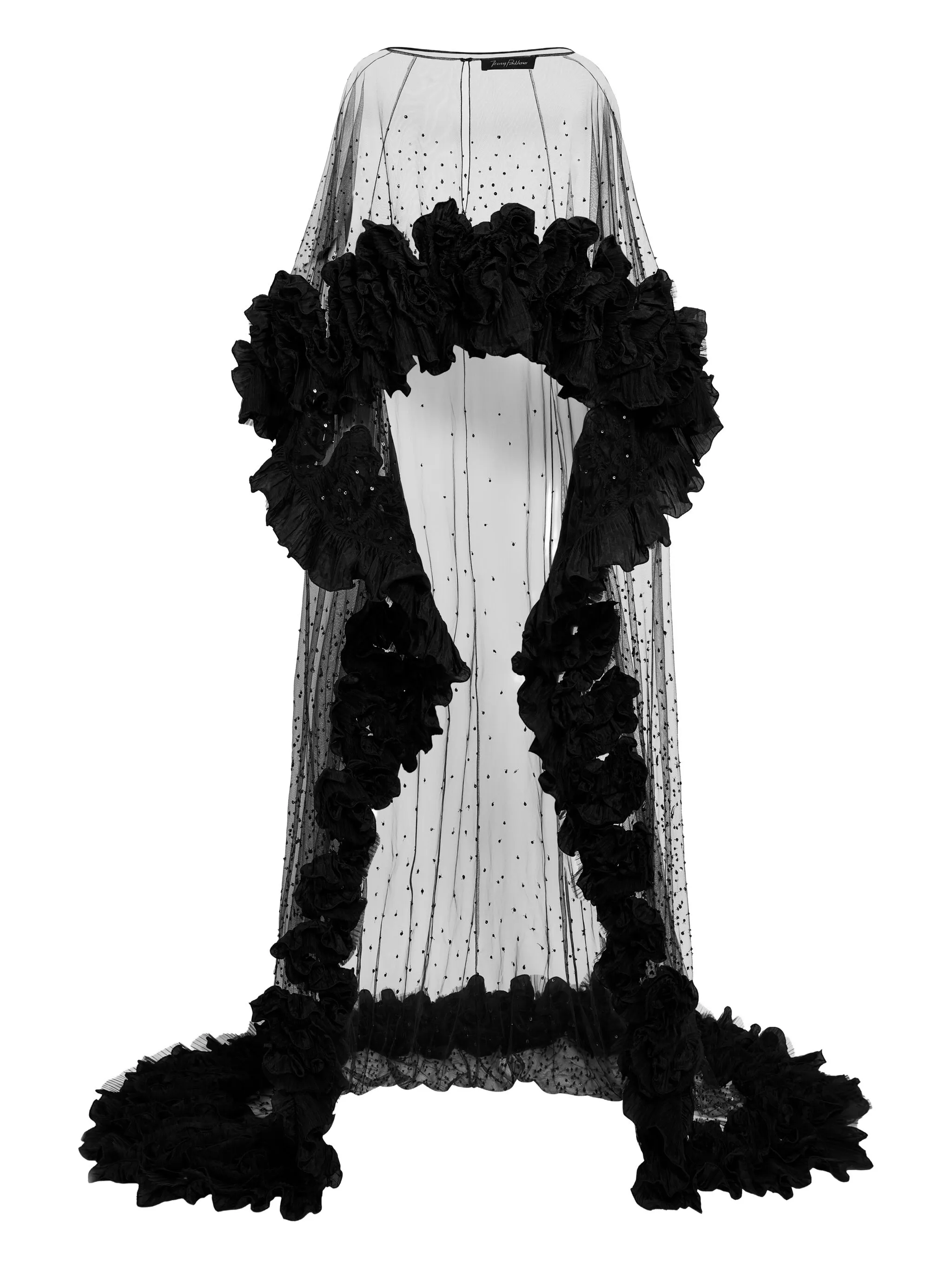 

Платье макси с оборками Jenny Packham, черный