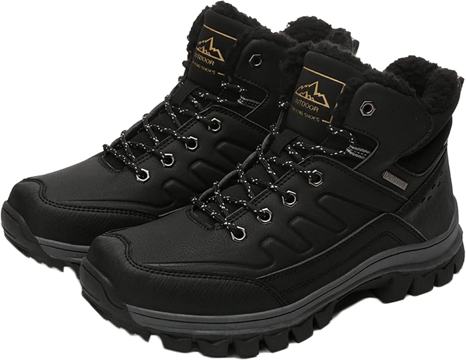 

Мужские трекинговые ботинки Yiozoi на щиколотку, ветронепроницаемые, зимние, для прогулок на улице, со шнуровкой, высокие, с круглым носком, повседневные теплые зимние ботинки, черный