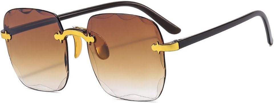 

Женские солнцезащитные очки без оправы, модные очки с градиентными линзами, винтажные женские солнцезащитные очки с металлическими дужками, классические очки GHVWYX, Tea 1