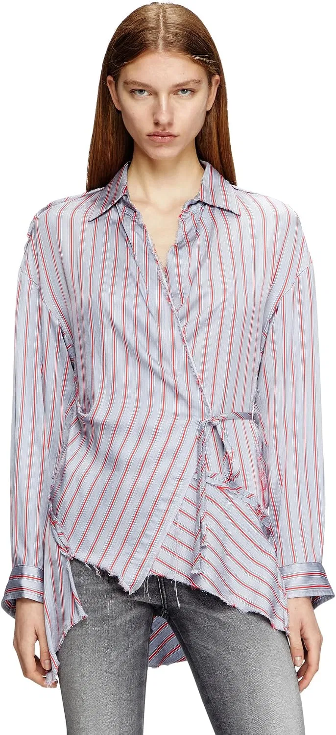 Блуза с запахом, полосатая, C-RAZY Regular Fit, Diesel, фиолетовый