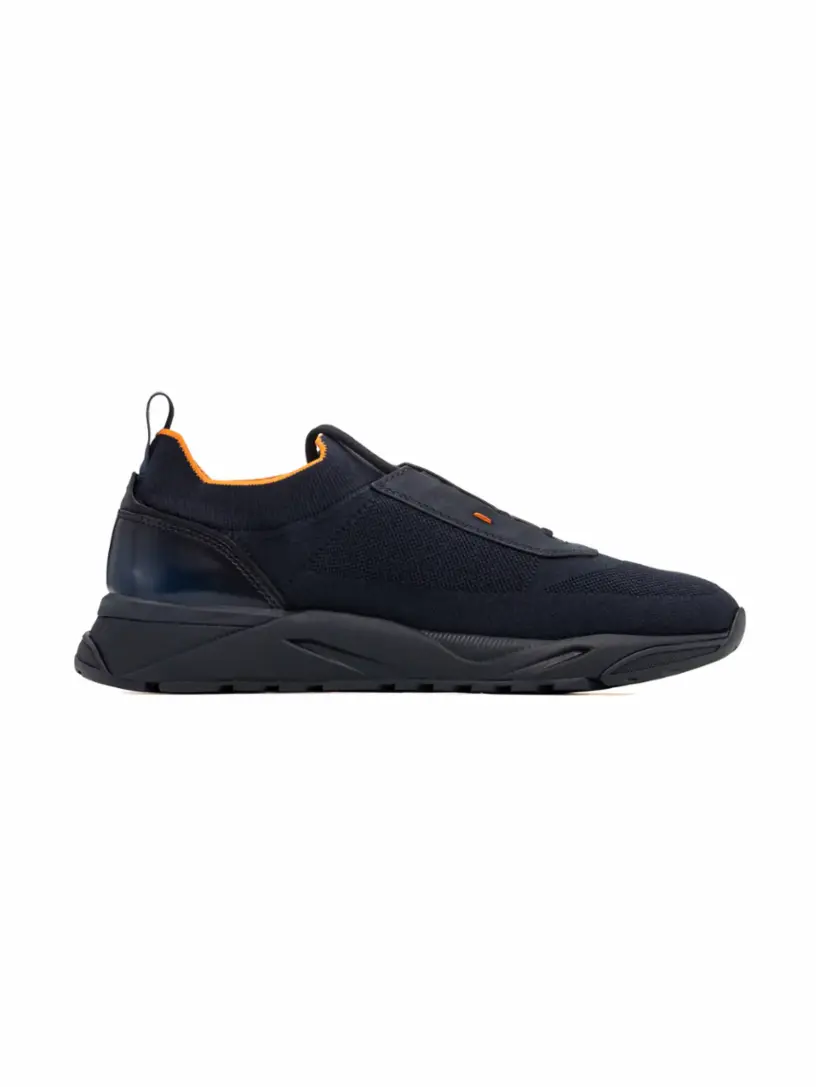 

Текстильные кроссовки с логотипом Santoni, тёмно-синий