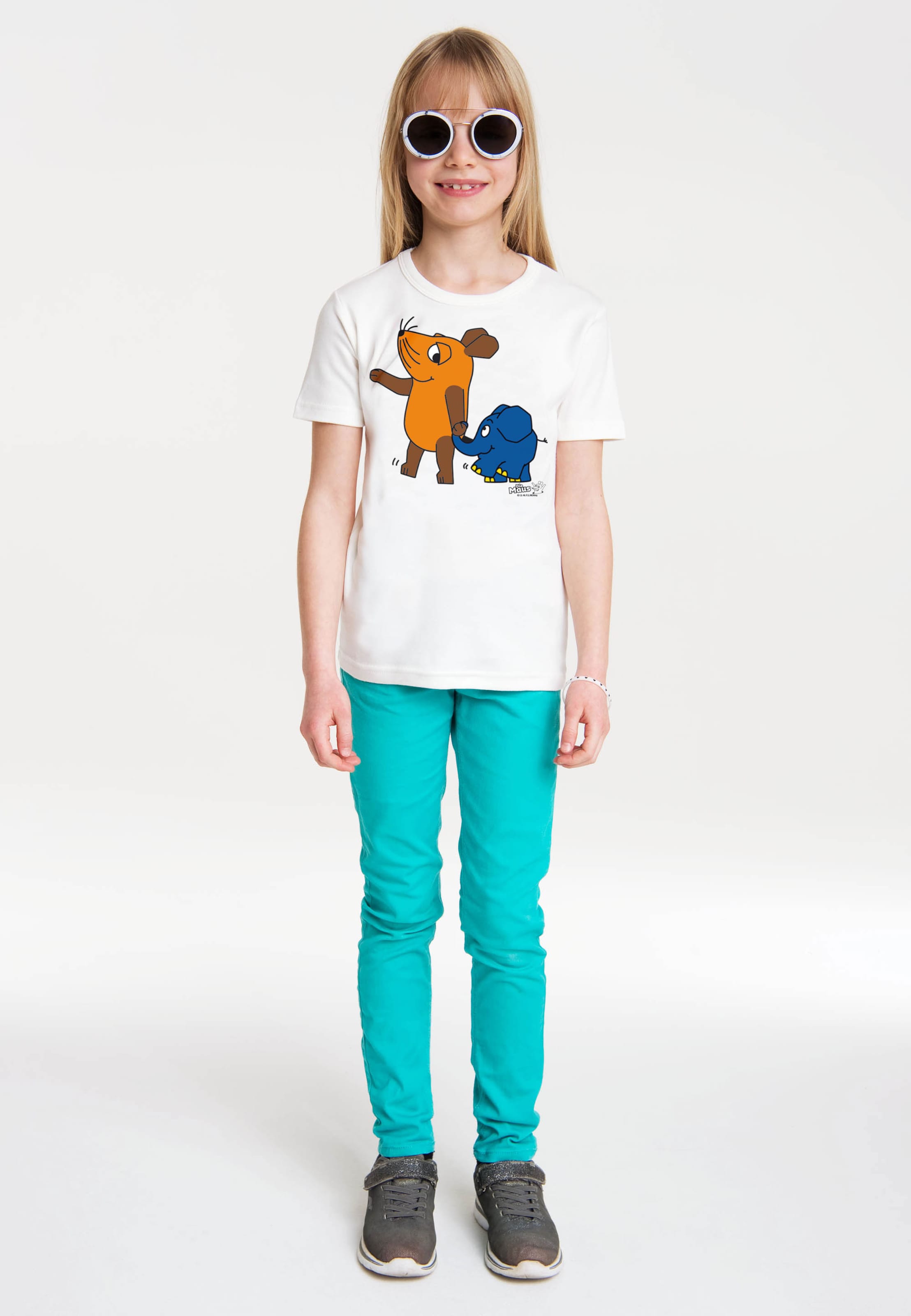 LOGOSHIRT Футболка 'Maus & Elefant' в цвете Off White — фото 3