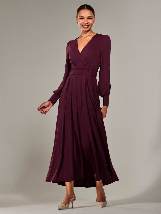 

Платье макси с v-образным вырезом и длинными рукавами Jolie Moi, Purple