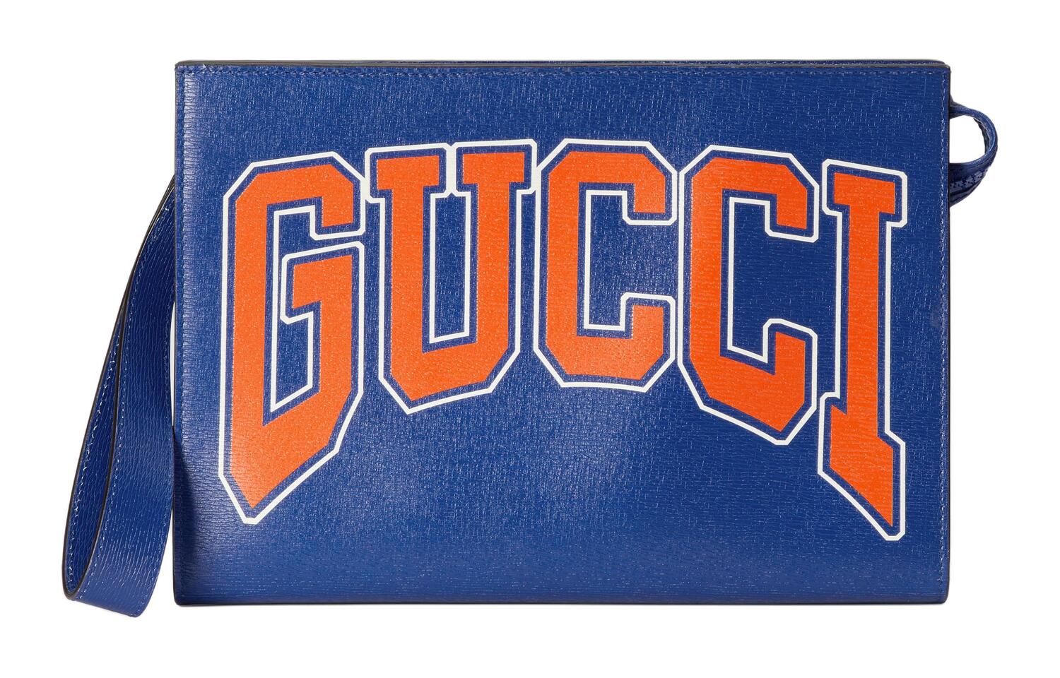 

Кожаный клатч мужской синий GUCCI