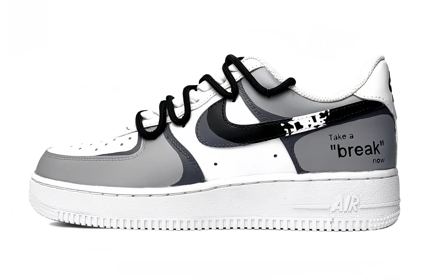 

Кроссовки Nike Air Force 1 Skateboarding Shoes Women's Low-top Black/White/Grey, серый