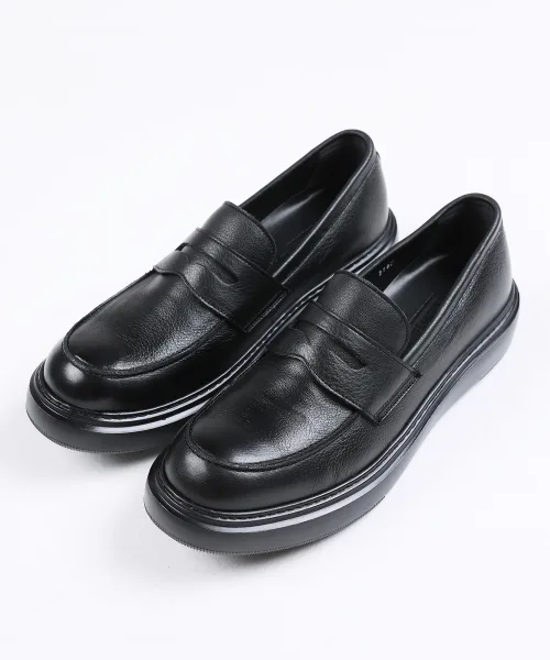Мужские лоферы из натуральной кожи Dunk Black Penny Lодефер BRENOWELT черные — фото 3