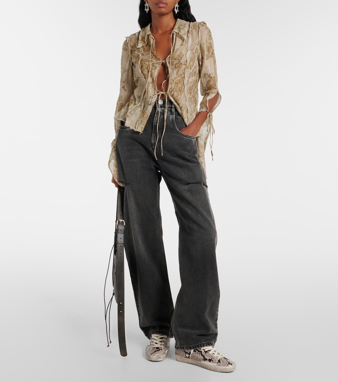 Кроссовки из кожи с эффектом змеиной кожи Super-Star Golden Goose, Python Leather / Silver Met — фото 2