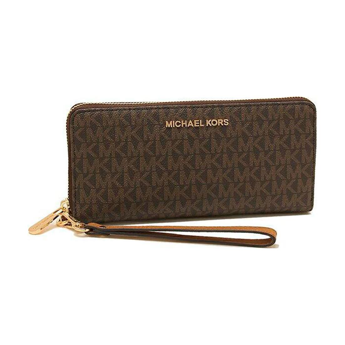 

MICHAEL KORS Кошелек Jet Set Coated Canvas Large мужской brown