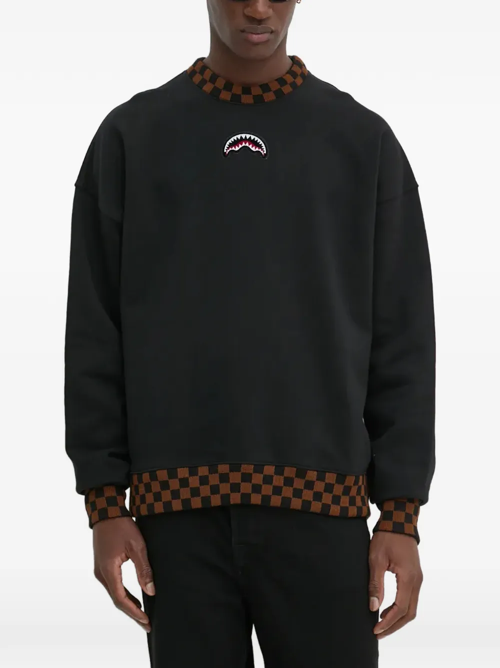 

Свитшот с логотипом и отделкой в клетку Sprayground, черный