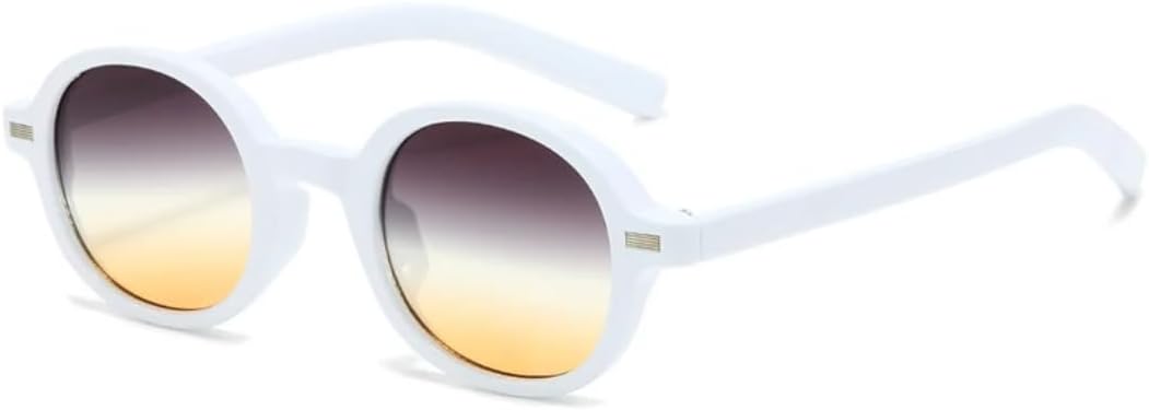 

Круглые солнцезащитные очки для женщин, модные, с прозрачными линзами с градиентом, защита от УФ-излучения UV400; для мужчин, в стиле ретро-панк с заклепками UATXTAU, White Grey Tea