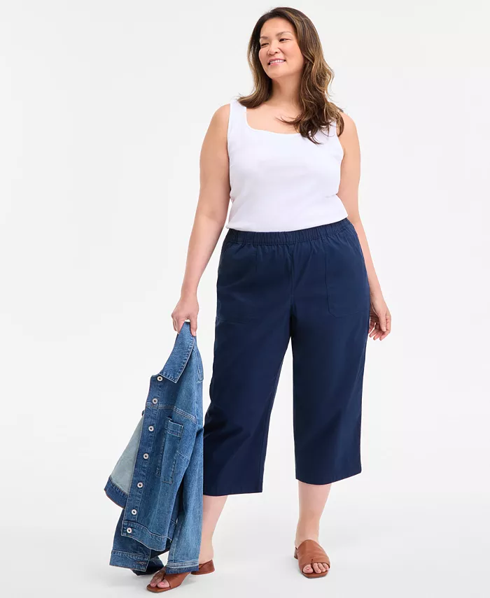 

Брюки укороченные на резинке больших размеров Style & Co, синий