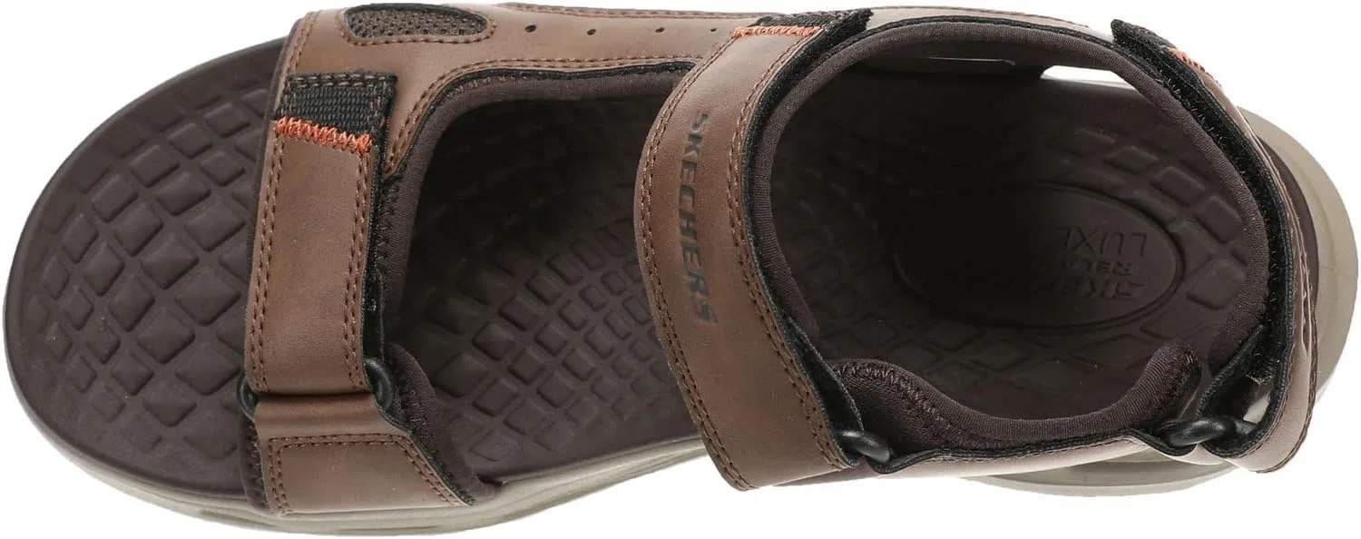 Мужские спортивные сандалии Skechers River с тремя ремешками и открытым носком, Brown — фото 2