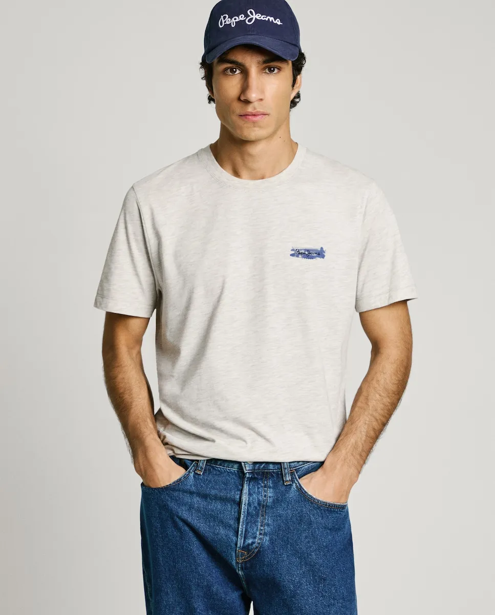 

Мужская футболка с коротким рукавом и напечатанным логотипом Pepe Jeans, серый