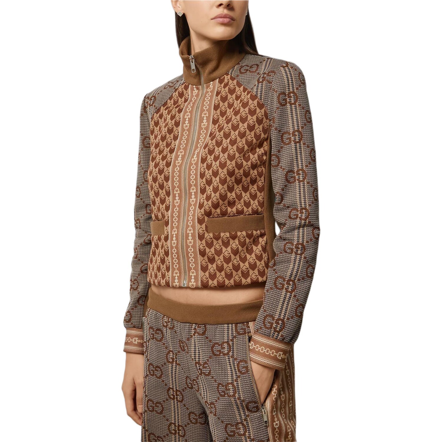 Куртка женская Gucci, классический стиль, коричневый — фото 4