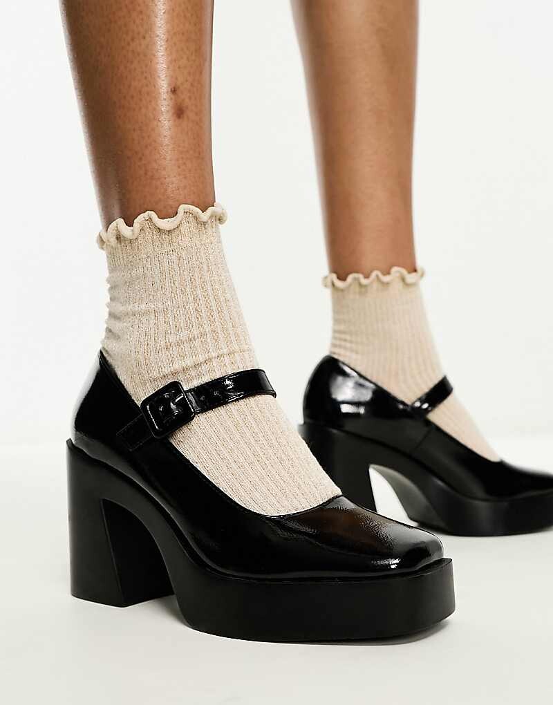 

ASOS DESIGN – Pound – Черные туфли Мэри Джейн на высоком каблуке и платформе