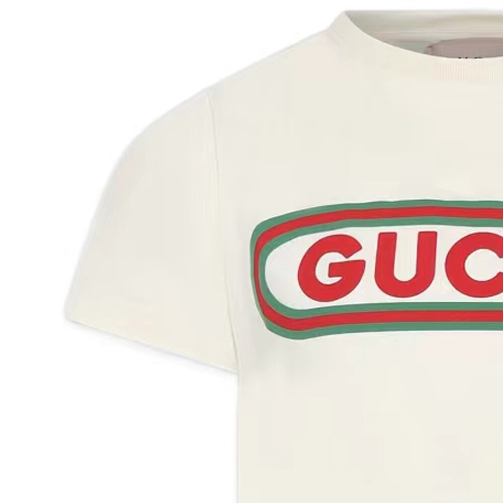 Футболка детская Gucci с принтом логотипа, белый — фото 3