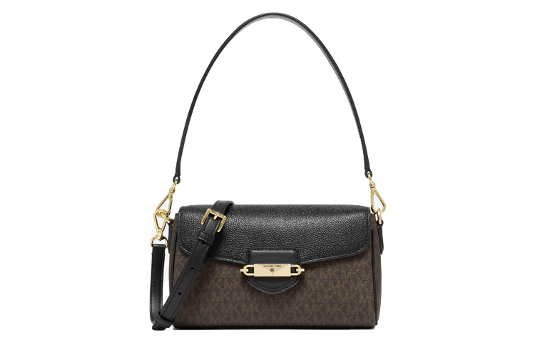 

MICHAEL KORS Сумка сумка-багет из кожи флер, Dark Brown & Black