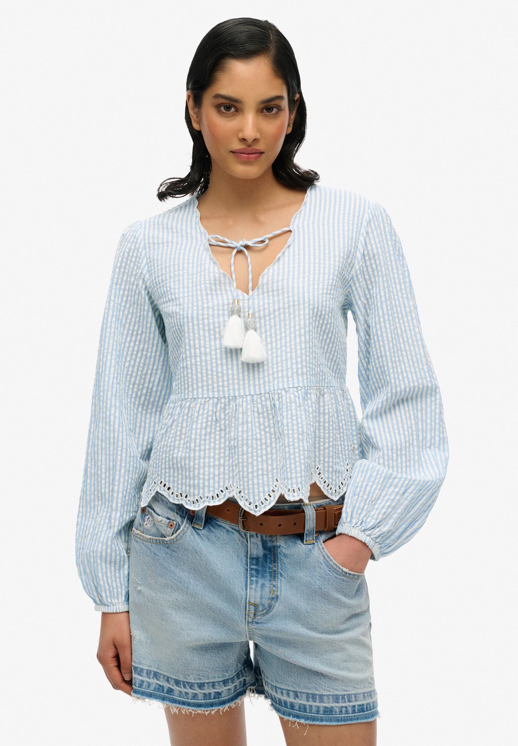 

Блуза LONG SLEEVE Superdry, светло-голубой