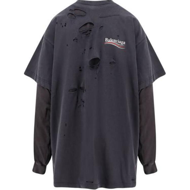 

Balenciaga Футболка с длинным рукавом Destroyed Layered, Красный, Balenciaga Футболка с длинным рукавом Destroyed Layered