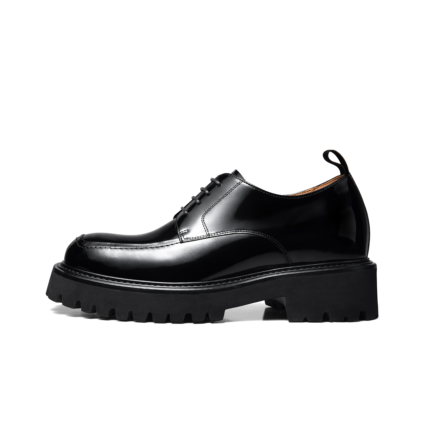 

Модные универсальные лакированные дерби Повседневные туфли Высота каблука около 7,5 см Мужские черные Zuti, черные ZD371