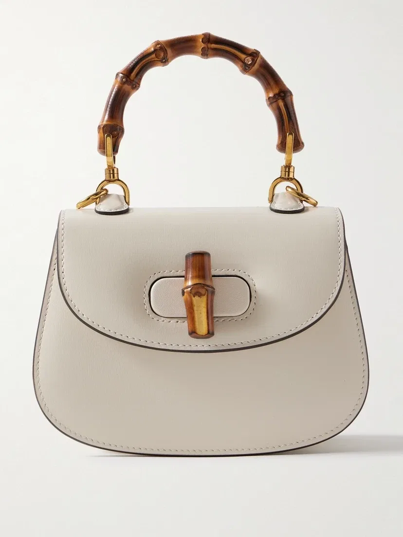 Сумка тоут из натуральной кожи Bamboo 1947 малая GUCCI, белый