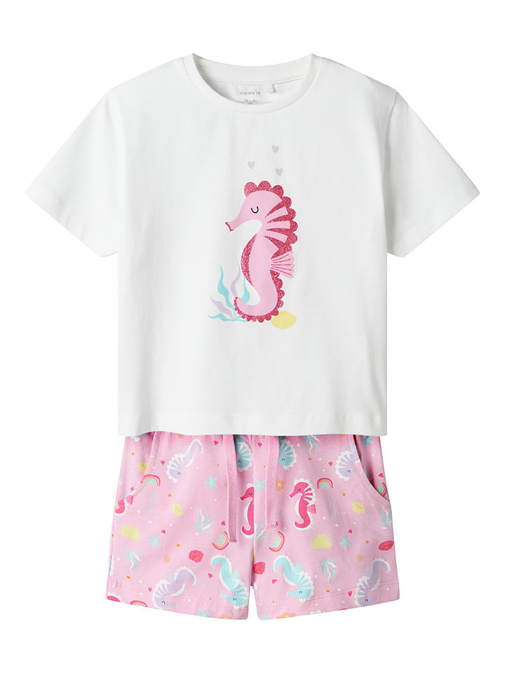 

Футболка name it, цвет 2tlg. outfit rosa/weiß