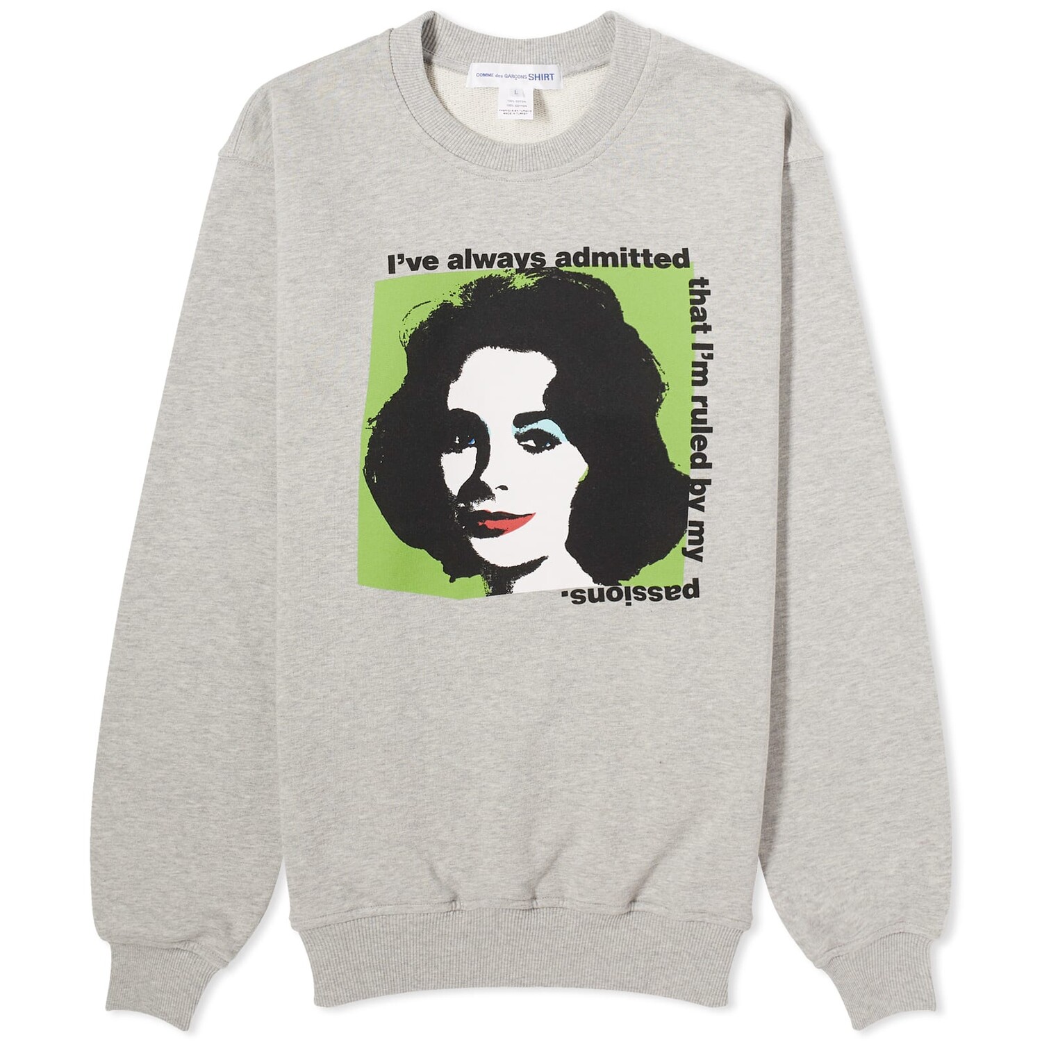 

Свитер Comme Des Garçons Shirt X Andy Warhol Elizabeth Taylor Sweat, цвет Top Grey