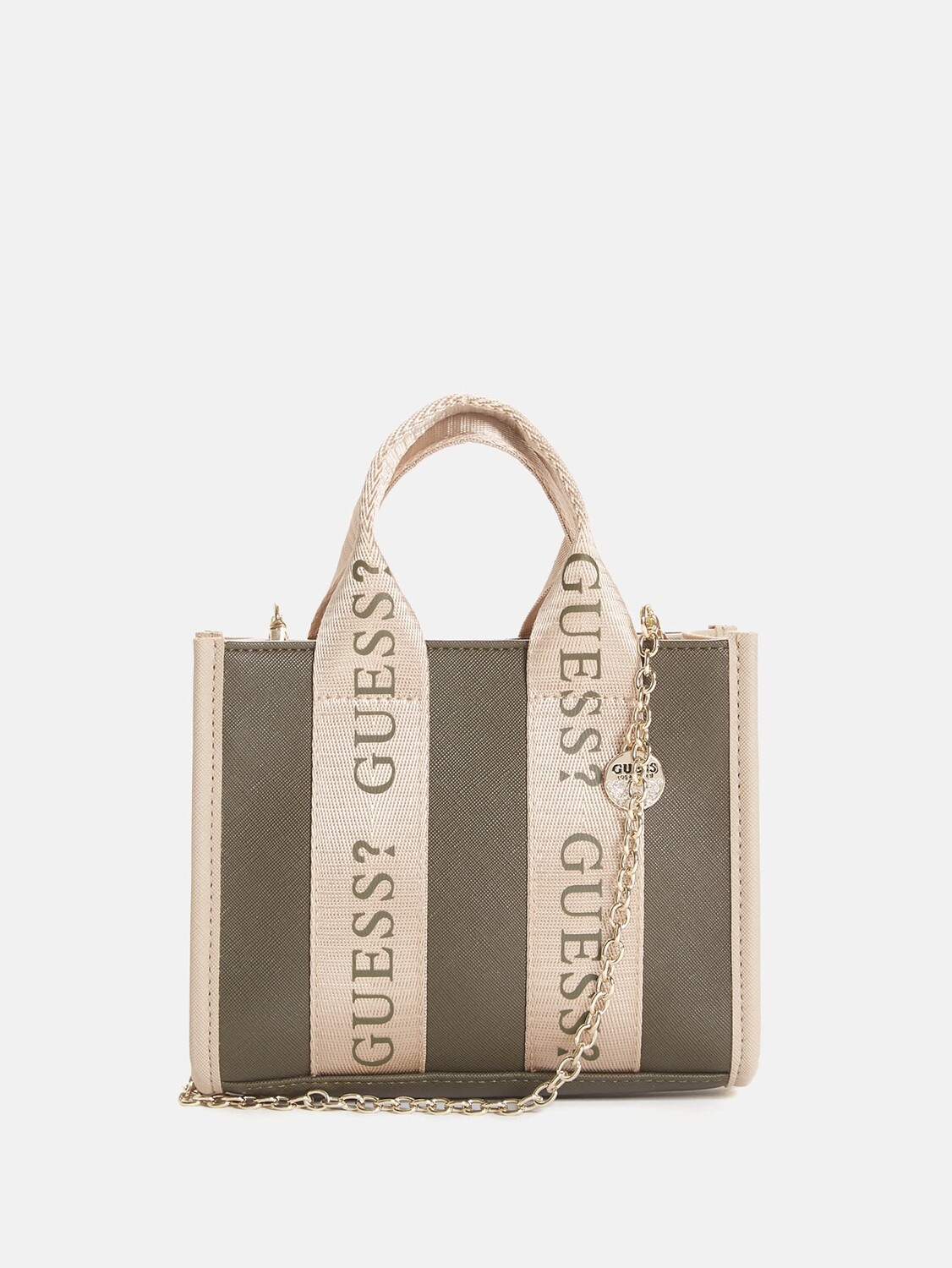 

Миниатюрная сумка через плечо с логотипом Guess Factory, цвет Olive Multi