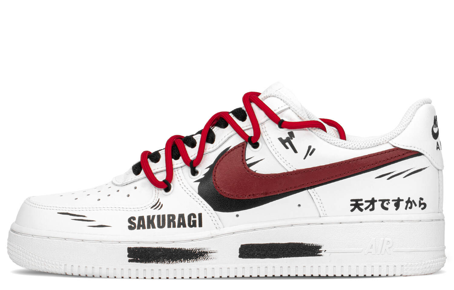 

Кроссовки Nike Air Force 1 Skateboard Shoes Men Low-Top Black White Red