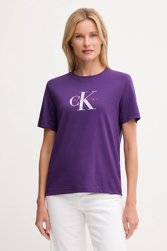 

Хлопковая футболка Calvin Klein Jeans, фиолетовый