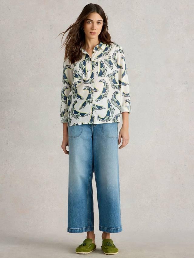 

Софи абстрактная рубашка из чистого органического хлопка White Stuff, Ivory/Multi