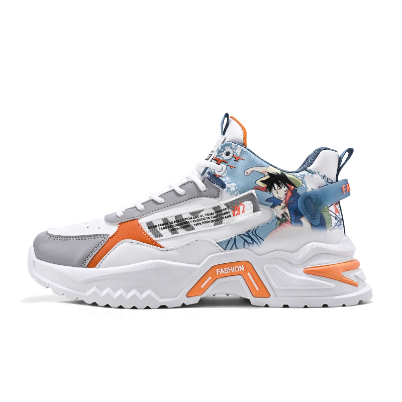 

Bull charm Мужские мид-топы массивные кроссовки бело-оранжевые, цвет White Orange