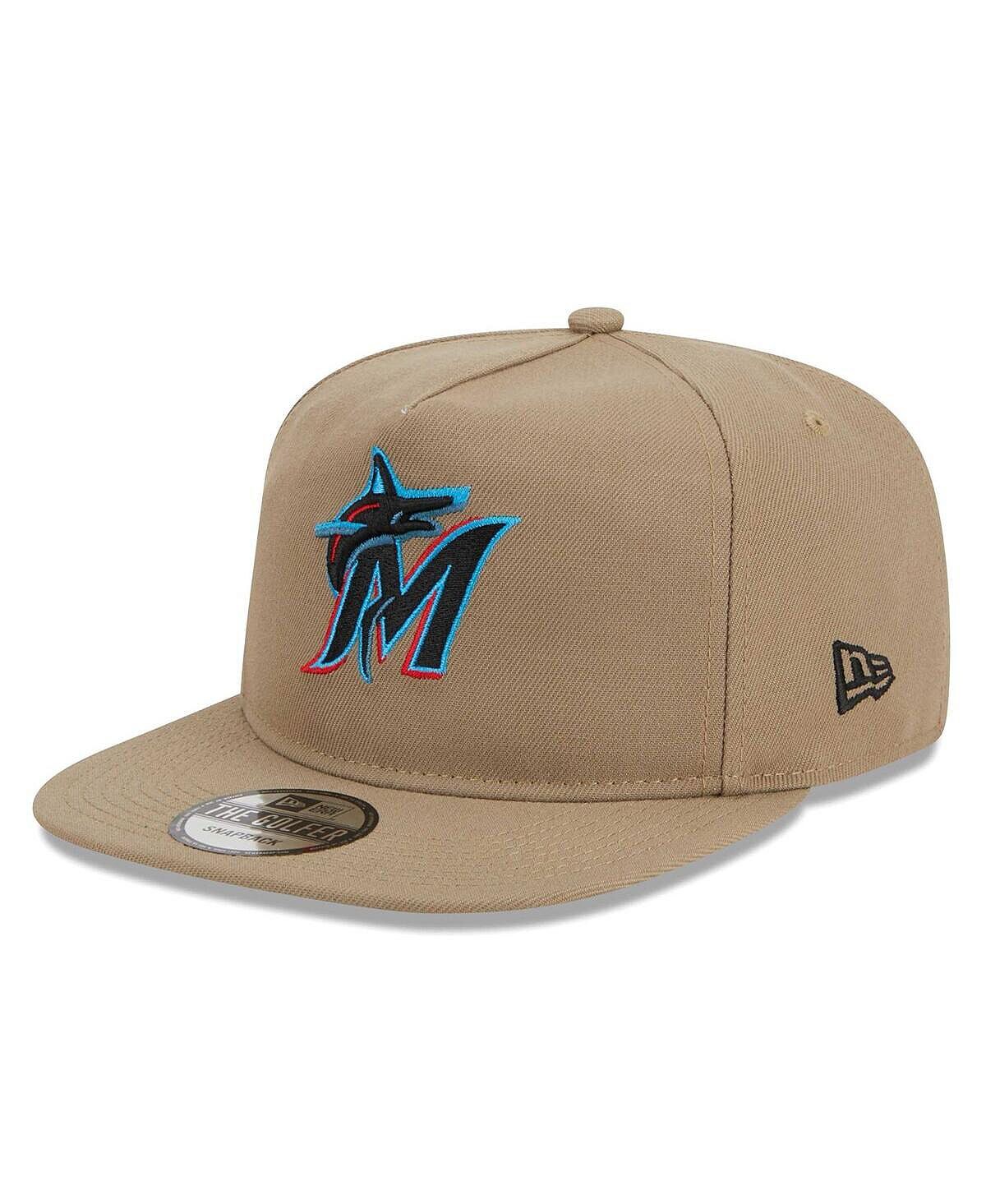 

Мужская регулируемая кепка цвета хаки Miami Marlins Golfer New Era