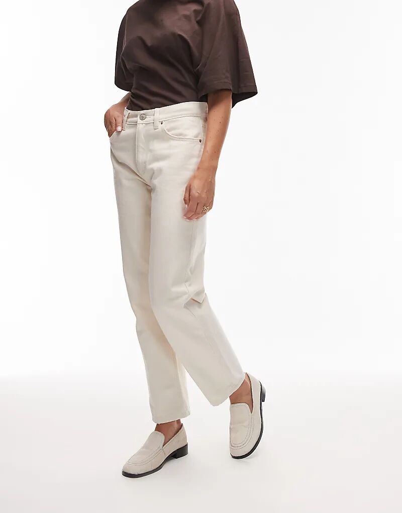 Туфли-лоферы Topshop Corrie из натуральной кожи в цвете «пони» с оттенком белого — фото 3