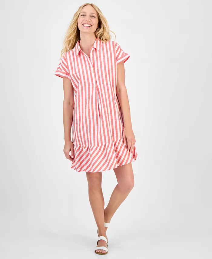 

Женское хлопковое платье-рубашка с короткими рукавами Style & Co, оранжевый