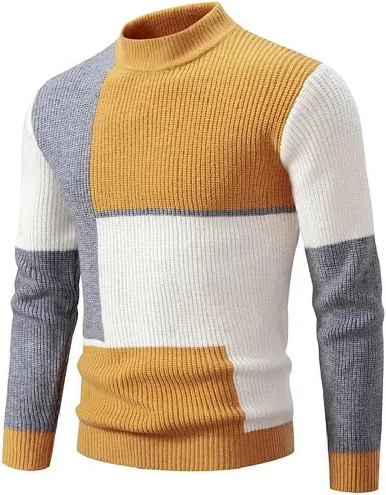 

Мужской теплый свитер-пуловер с длинным рукавом