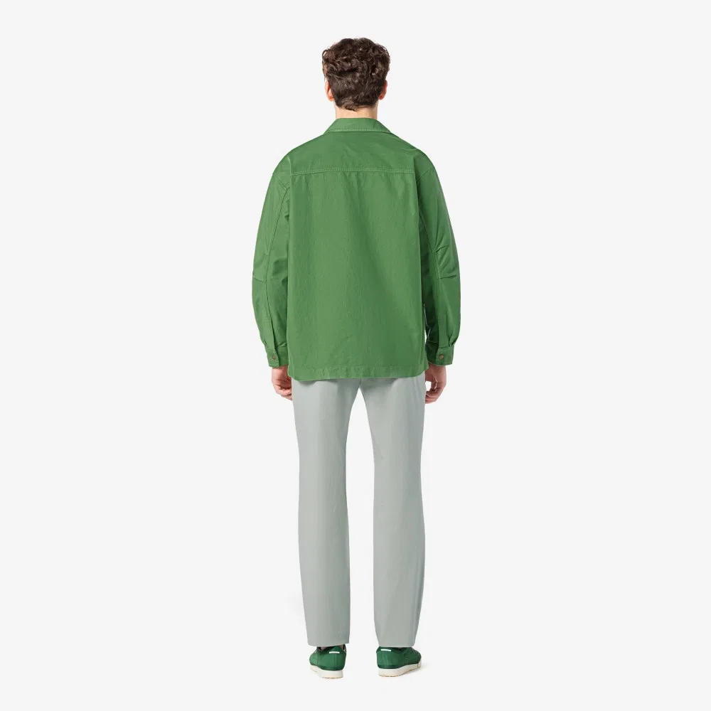 Мужские стрейчевые чиносы в рубчик меланжевого серого цвета от Lacoste — фото 4