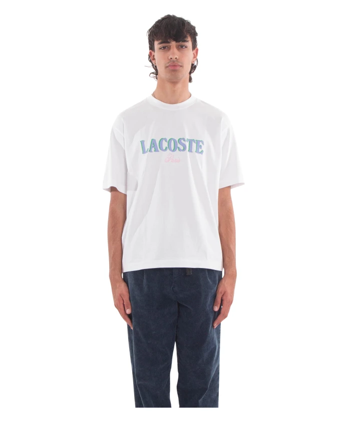 

Джерсийская футболка свободного кроя с принтом Lacoste, белый