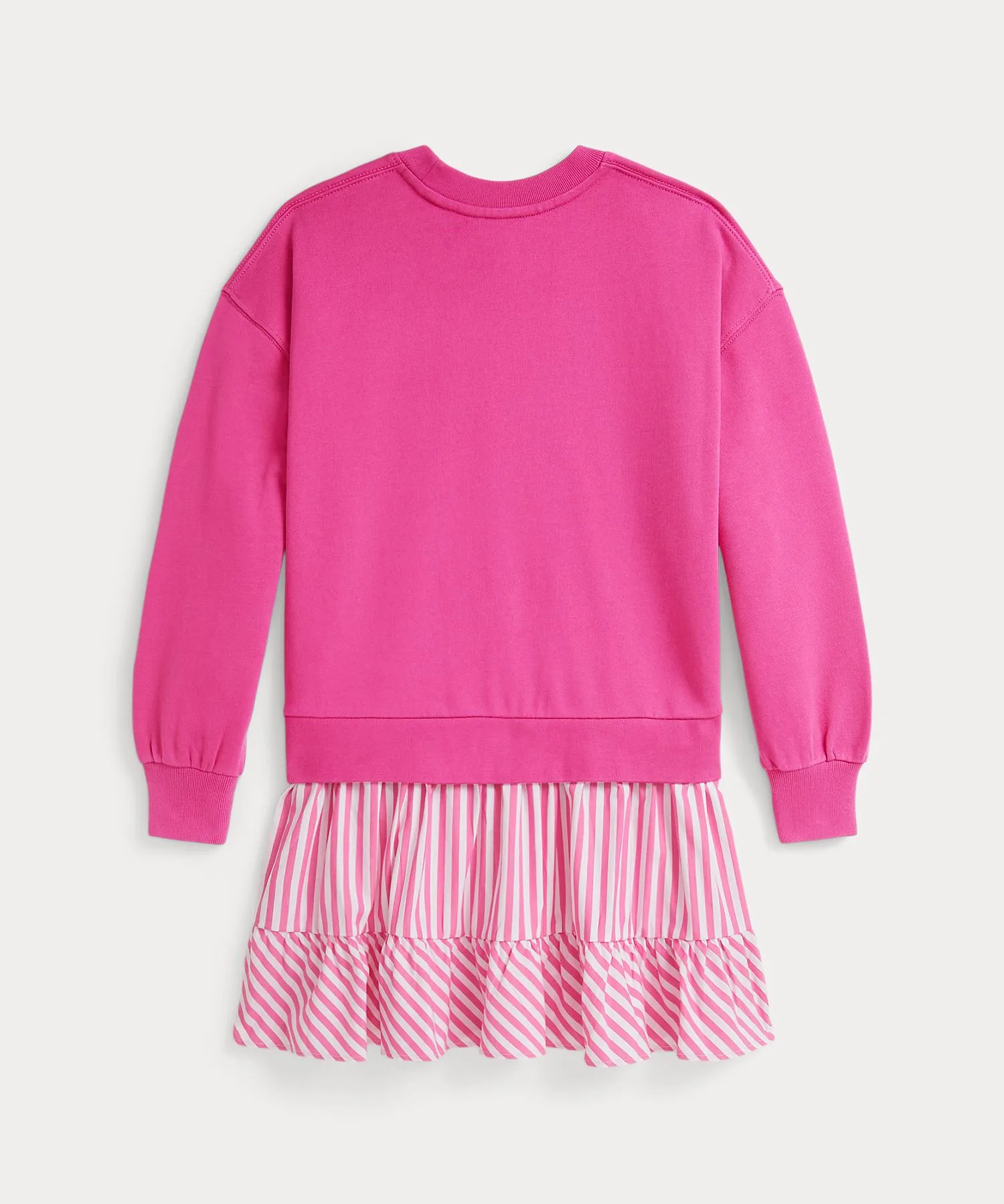 Детское платье из флиса с полосками и вышивкой Polo Ralph Lauren розовое — фото 2
