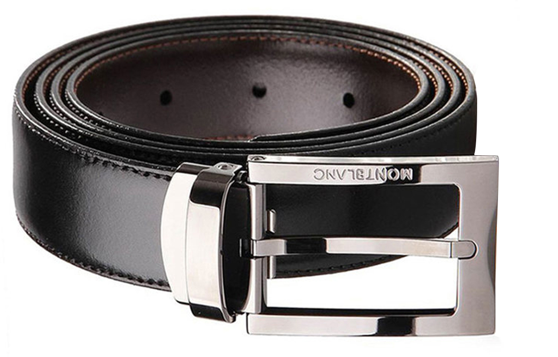 

Кожаный ремень из коровьей кожи мужской черный ширина 3 см MONTBLANC