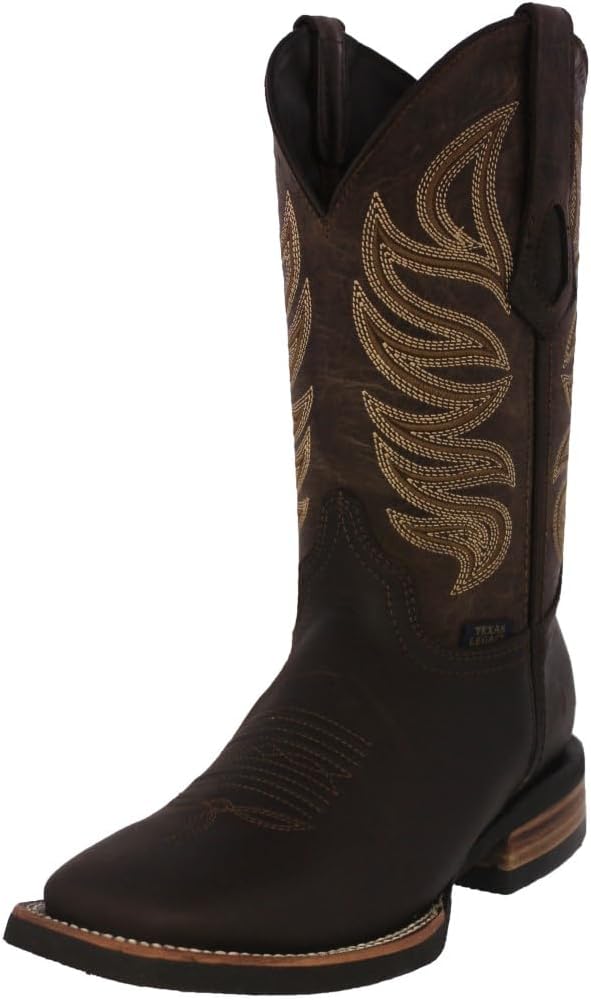 

Мужские коричневые вестерн-сапоги Texas Legacy с квадратным носком, классическая кожа, резиновая подошва